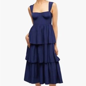 Weworewhat Navy Tiered Maxi Dress